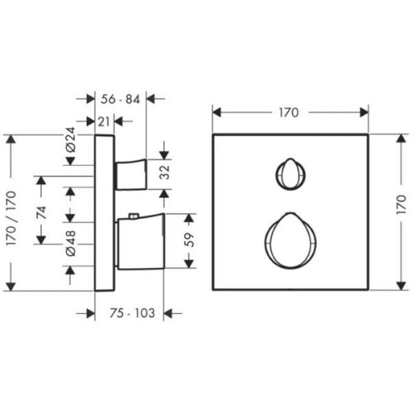 Axor Starck Organic Термостатический смеситель для скрытого монтажа с запорным клапаном, внешняя часть, цвет: хром