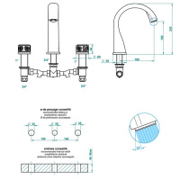 THG Paradise Смеситель для ванны, 3 отв., цвет: хром/хрусталь