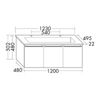 BurgBad Bel База с керамическим умывальником 123х49.5х50.2см с 2 отв под смеситель, 3 дверки, ручки выемки, цвет: белый глянцевый F0590  с зеркальным шкафом с подсветкой