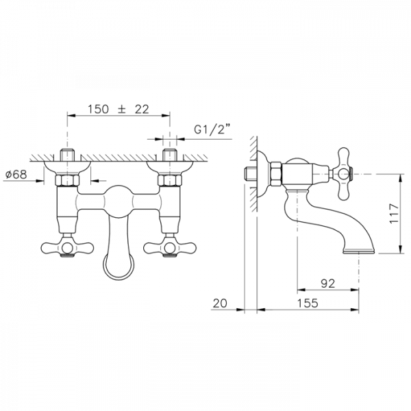 Nicolazzi Nuova Brenta Смеситель для ванны, с переключателем ванна/душ, вывод сверху 3/4" (для душ. стойки), цвет: хром