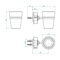 THG Pétale de cristal clair liseré doré Стакан, подвесной, цвет: золото/прозрачный хрусталь