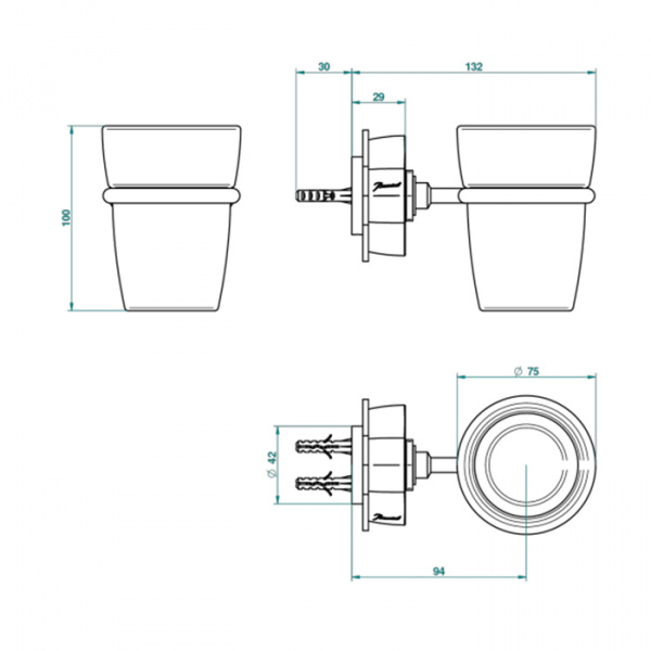 THG Pétale de cristal clair liseré doré Стакан, подвесной, цвет: золото/прозрачный хрусталь