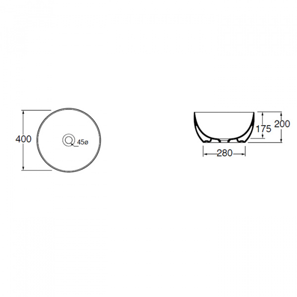 AZZURRA ELEGANCE CIRCLE  Раковина 40х40х20 см, без отв., цвет: белый