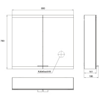 EMCO Evo Зеркальный шкаф 80xh70см с подсветкой, навесной, 2 двери, 2 полки, розетка, цвет: алюминий
