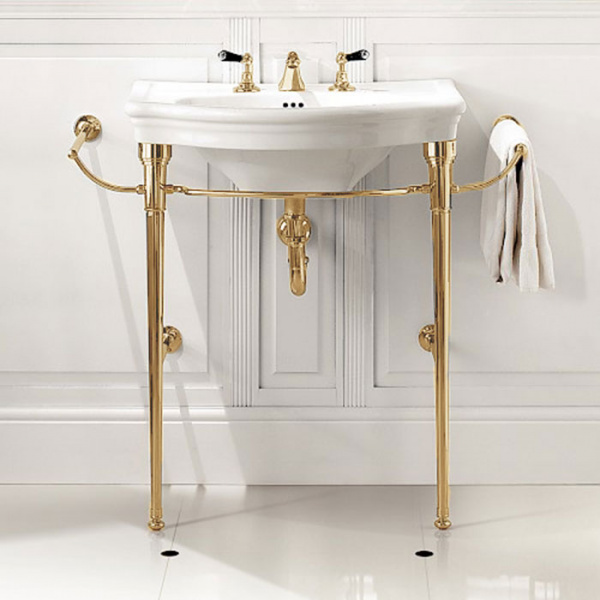 Devon&Devon New Etoileи КоDevon&Devon New Etoile Консоль 98х52.5см, с раковиной на 3 отв, цвет: золото/белая