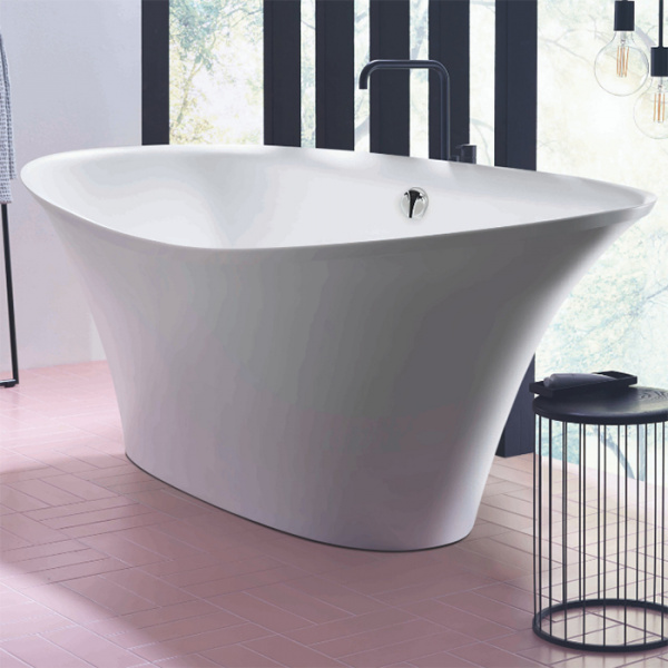 BURGBAD Badu Ванна из минер.литья отдельностоящая овальная 200х90х79 см,  со слив переливом  в отделке хром