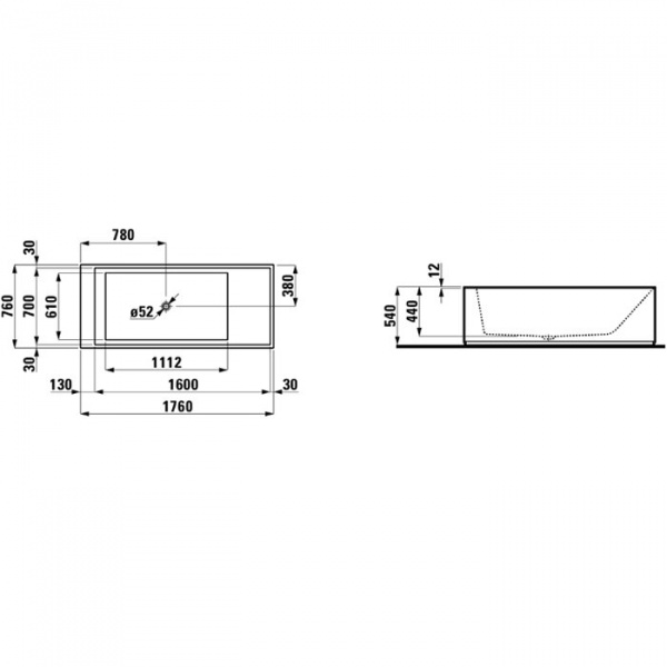 Laufen Kartell Ванна 175x75x44см, отдельностоящая, с слив-переливом с подсветкой, сисит. подъема, материал: композит