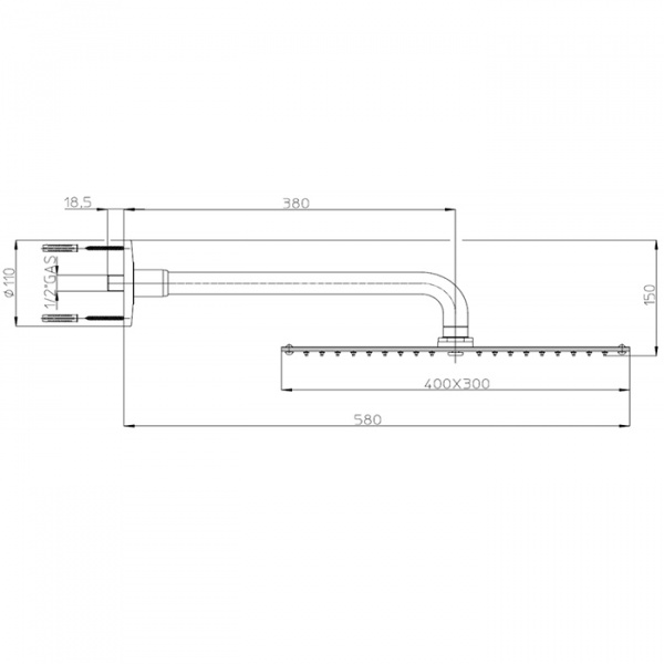 Bossini Paris-Rectangular Верхний душ 40x30см, настенный, цвет: хром