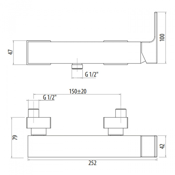 Gattoni Kubik Смеситель для душа, однорычажный, вывод снизу цвет: bianco opaco