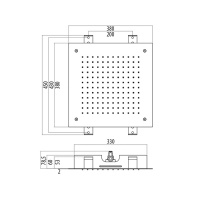 Gattoni PD Верхний душ квадратной формы 380x380мм (с хромотерапией), цвет: хром