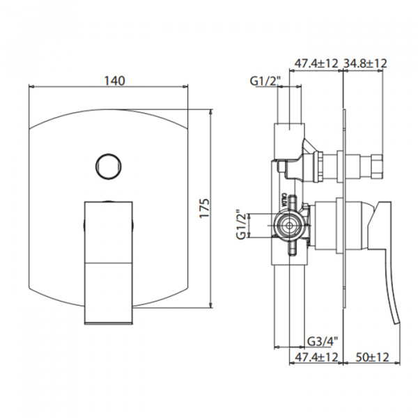 Gattoni ELY Смеситель встроенный на 88342 выхода с переключателем, с внутренней частью, цвет: хром