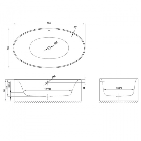 Bette Eve Oval Silhouette Ванна овальная отдельностоящая с шумоизоляцией 180х100х45см, белая