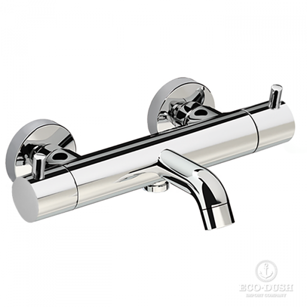 CISAL Less Minimal Смеситель термостатический настенный для ванны/душа с ручной лейкой,держателем и шлангом, цвет: хром