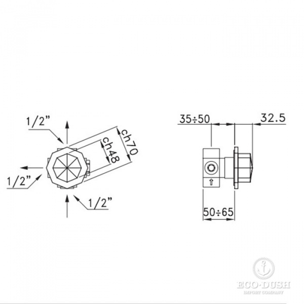 Stella Firenze Встраиваемый переключатель для ванны/душа 0/150, цвет: хром