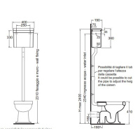 AZZURRA GIUNONE унитаз напольный 53х38см слив в пол, с высоким бачком,механизмом и трубой цвет золото СИДЕНЬЕ НА ВЫБОР