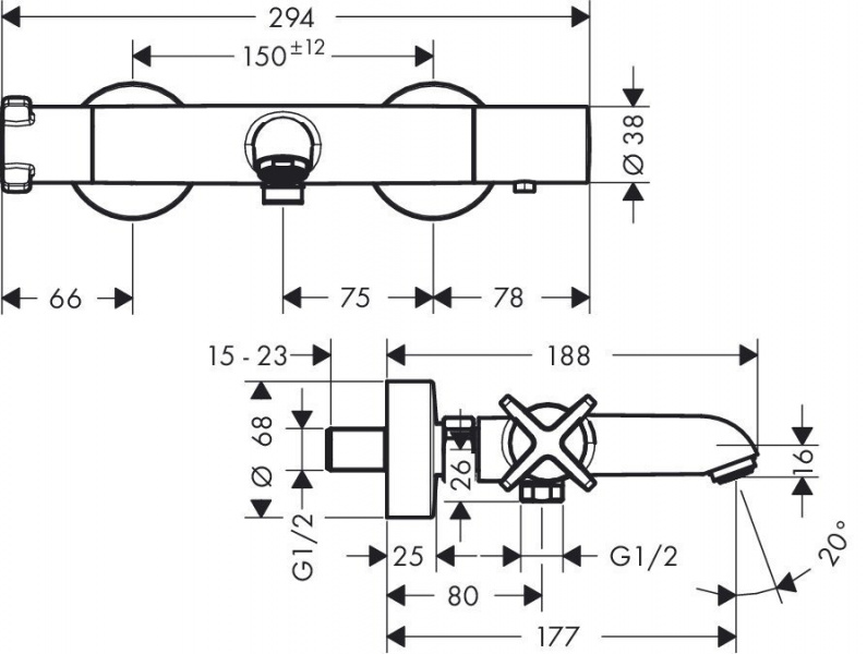 AXOR Citterio E, Термостат для ванны, внешний монтаж, цвет: хром