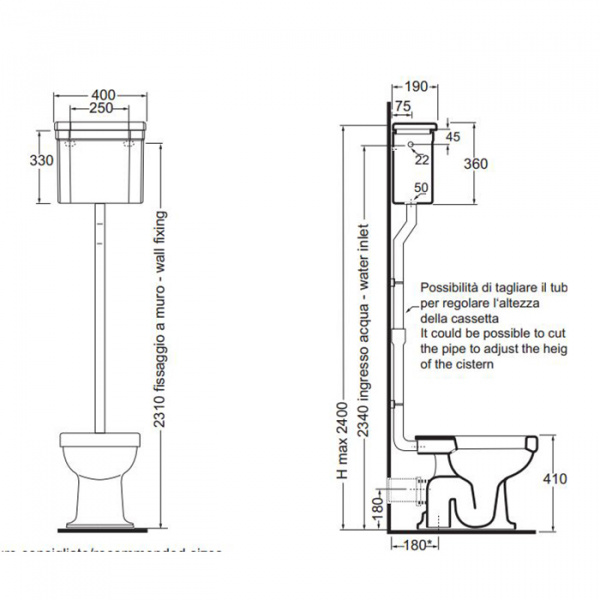 AZZURRA GIUNONE унитаз напольный 53х38см слив в пол, с высоким бачком,механизмом и трубой цвет золото СИДЕНЬЕ НА ВЫБОР