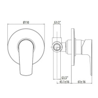 Gattoni H2omix3000 Встраиваемый смеситель для душа, укомплектован внутренней частью, цвет: хром