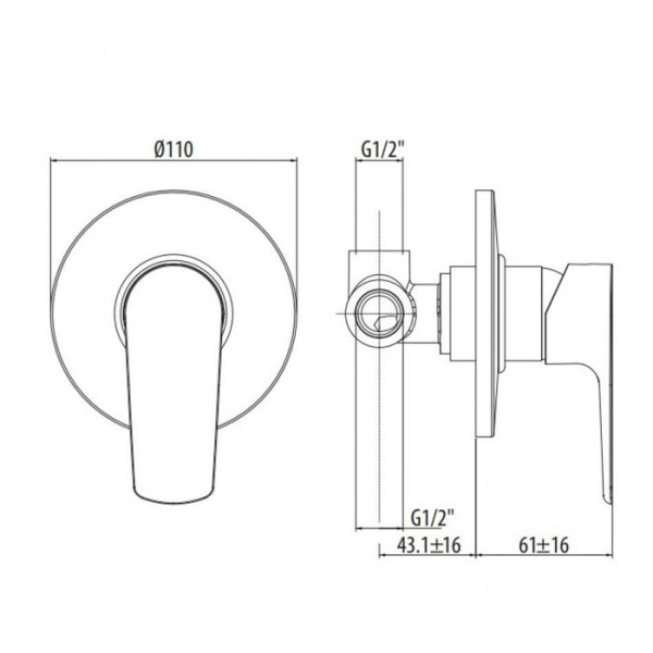 Gattoni H2omix3000 Встраиваемый смеситель для душа, укомплектован внутренней частью, цвет: хром
