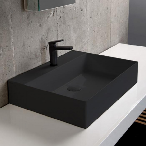 AZZURRA ELEGANCE Раковина 60х45 см, 1 отв., подвесная/накладная, цвет: carbone