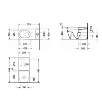 Duravit Унитаз моноблок приставной 72.5х37cм, слив универсальный, с креплением, с бачком на 4,5 л с механизмом слива хром, с сиденьем, цвет: белый