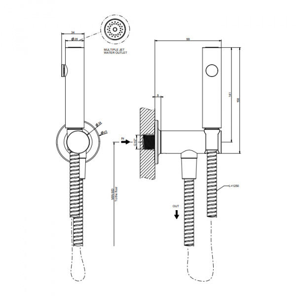 Gessi Inciso Гигиенический душ на 1/2", цвет: хром