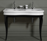 SIMAS Lante Комплект мебели, консоль 111х50.4см, с двойной раковиной на 2 отв., зеркало овальное, цвет: nero