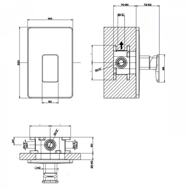 Gessi iSpa Встраиваемый однорычажный смеситель, внешняя часть, цвет: хром