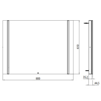 EMCO Зеркало со LED подсветкой, B80xH61см