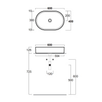 SIMAS Folio Раковина овальная накладная 60x40x13 см, без отв под смеситель, цвет: белый