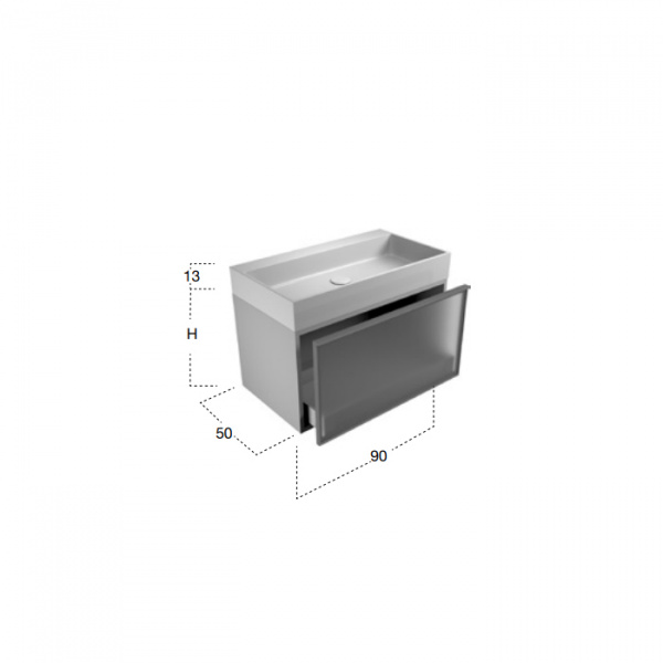 Antonio Lupi Bespoke Комплект подвесной мебели 90х50хh50см, с раковиной, с 1 ящиком с зеркальным фасадом, цвет: Terracotta goffrato/vetro argentato bronzo