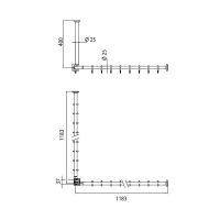 EMCO System2 Угловая штанга для душевой занавески 1200мм, подвесной, цвет: хром