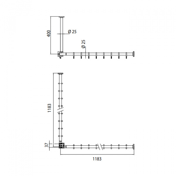 EMCO System2 Угловая штанга для душевой занавески 1200мм, подвесной, цвет: хром