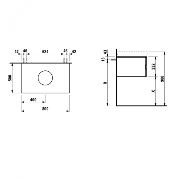 Laufen Alessi One Тумба с раковиной, 80х50х33см, с 2 выдвиж. ящиками, цвет: орех