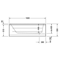 Ванна акриловая Duravit (Дуравит), 160х70 прямоугольная, встраиваемая