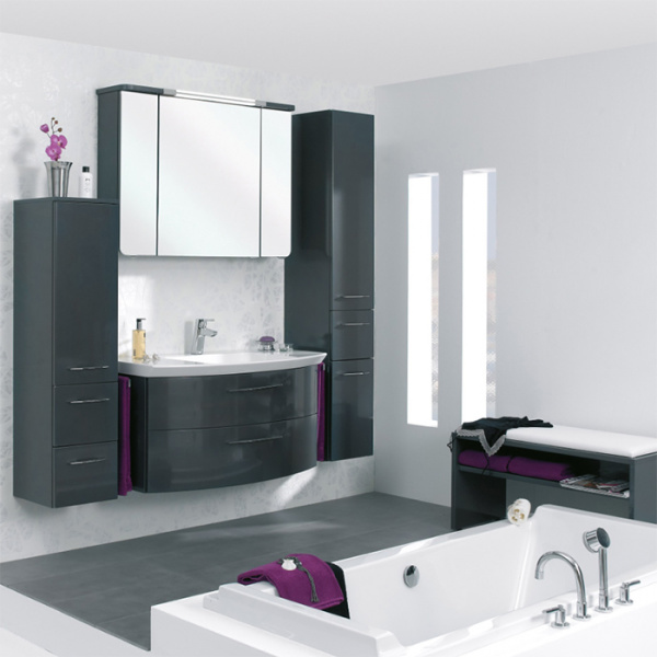 Pelipal Cassca Комплект мебели тумба 2 выдвижных ящика с раковиной 100см, Цвет: антрацит высокоглянцевый