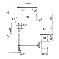 Gattoni H2omix3000 Смеситель для биде с донным клапаном, цвет: хром