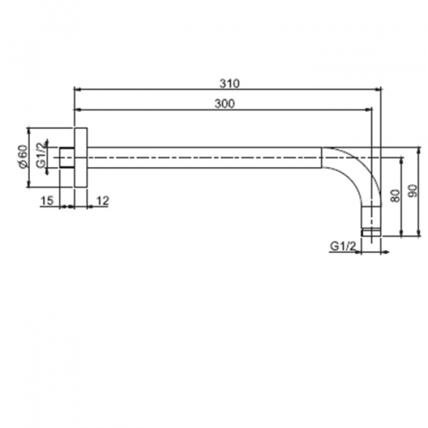 Carlo Frattini Wellness Держатель верхнего душа 300 мм., для монтажа на стену, цвет: черный матовый