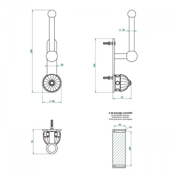 THG Amboise Malachite Держатель туалетной бумаги, подвесной, цвет: золото