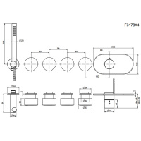 Carlo Frattini So Смеситель для душа встроенный, термостатический, 4 запорных вентиля, с душевым комплектом, цвет: хром