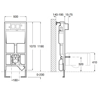 Armani Roca Baia Инсталяция Duplo для подвесного унитаза 50x14-19.5x119см , цвет: синий