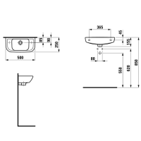 LAUFEN Pro B Раковина мини 50х25 см, с отв. для смесителя слева, цвет: белый