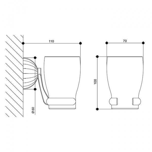 Стакан подвесной Bongio Radiant, цвет: золото 24к.