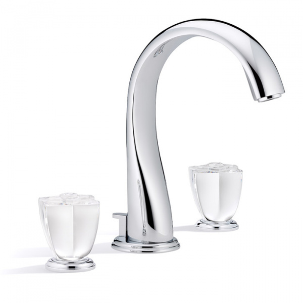 THG Pуtale de cristal clair Смеситель для раковины, 3 отв., цвет: хром/прозрачный хрусталь