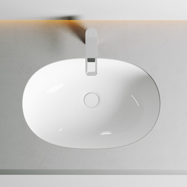 Умывальник овальный встраиваемый под столешницу Element 565*385*210мм, с крепежом и шаблоном для установки Ceramica Nova белый 