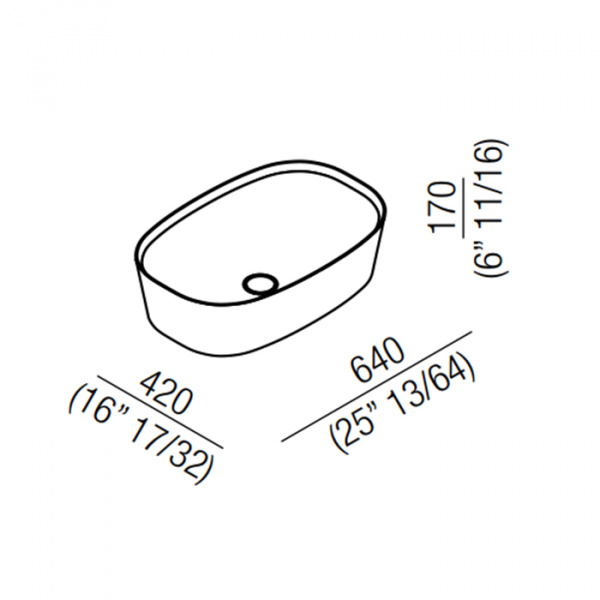 Agape Neb Раковина 64x42x17 см, без отв., цвет: белый