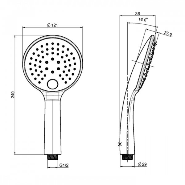 Carlo Frattini Wellness Ручной душ на 3 режима, цвет: хром
