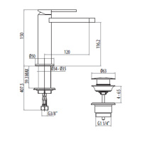 Gattoni Color Смеситель  для раковины высота 150мм, излив 120 мм . цвет: хром