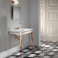 Devon&Devon Claridge Консоль 92х51см со столешницей (с 3отв-ми под смесит) мрамор bianco sivec,, ножки светлое золот, с керам. раковиной York, цвет: белый