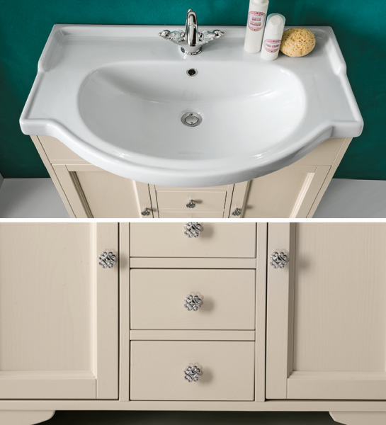 EBAN Eleonora Комплект мебели, с раковиной и зеркалом, 85см, Цвет: Pergamon